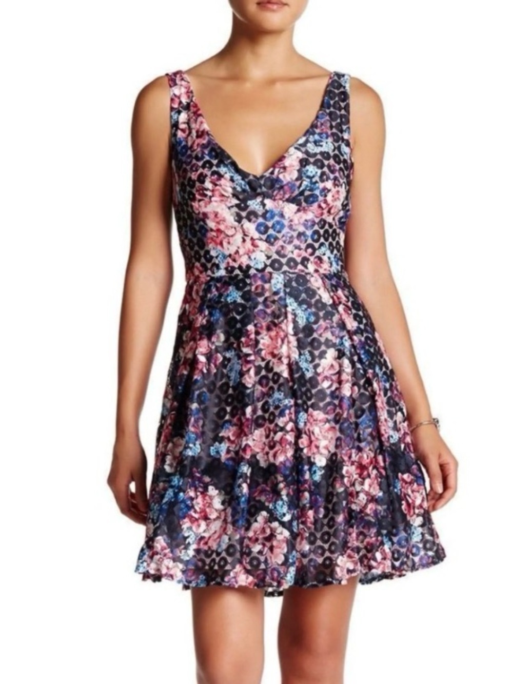 Betsey Johnson Fit & Flare Dress Mesh Overlay Women’s 10 Party Coquette Feminine